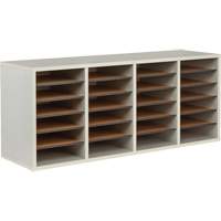 Adjustable Compartment Literature Organizer, Stationary, 24 Slots, Wood, 39-1/4" W x 11-3/4" D x 16-1/4" H OE705 | Nia-Chem Ltd.