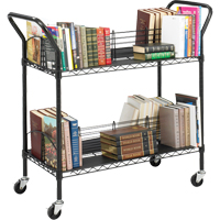 Double-Sided Wire Book Cart, 200 lbs. Capacity, Black, 18-3/4" D x 44" L x 39" H, Steel ON735 | Nia-Chem Ltd.