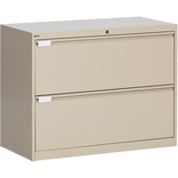 Lateral Filing Cabinet, Steel, 2 Drawers, 36" W x 18" D x 27-7/8" H, Beige OP214 | Nia-Chem Ltd.