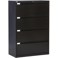 Lateral Filing Cabinet, Steel, 4 Drawers, 36" W x 18" D x 53-3/8" H, Black OP219 | Nia-Chem Ltd.