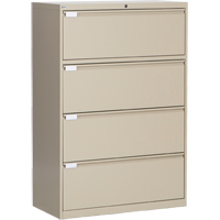 Lateral Filing Cabinet, Steel, 4 Drawers, 36" W x 18" D x 53-3/8" H, Beige OP220 | Nia-Chem Ltd.