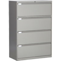 Lateral Filing Cabinet, Steel, 4 Drawers, 36" W x 18" D x 53-3/8" H, Grey OP221 | Nia-Chem Ltd.