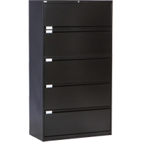 Lateral Filing Cabinet, Steel, 5 Drawers, 36" W x 18" D x 65-1/2" H, Black OP222 | Nia-Chem Ltd.
