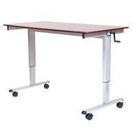 Adjustable Stand-Up Workstations, Stand-Alone Desk, 48-1/2" H x 48" W x 32-1/2" D, Walnut OP282 | Nia-Chem Ltd.