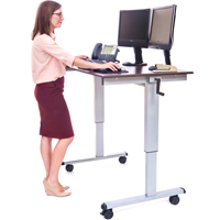 Adjustable Stand-Up Workstations, Stand-Alone Desk, 48-1/2" H x 48" W x 32-1/2" D, Walnut OP282 | Nia-Chem Ltd.