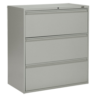 Lateral Filing Cabinet, Steel, 3 Drawers, 36" W x 19-1/4" D x 39-3/50" H, Grey OP907 | Nia-Chem Ltd.