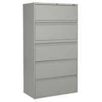 Lateral Filing Cabinet, Steel, 5 Drawers, 36" W x 19-1/4" D x 66-5/9" H, Grey OP908 | Nia-Chem Ltd.