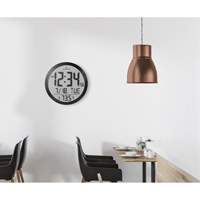 Round Digital Wall Clock, Digital, Battery Operated, 15" Dia., Black OR488 | Nia-Chem Ltd.