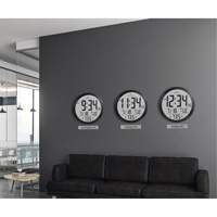 Round Digital Wall Clock, Digital, Battery Operated, 15" Dia., Black OR488 | Nia-Chem Ltd.