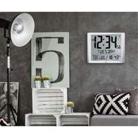Super Jumbo Self-Setting Wall Clock, Digital, Battery Operated, Silver OR491 | Nia-Chem Ltd.