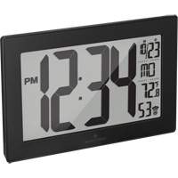 Self-Setting & Self-Adjusting Wall Clock with Stand, Digital, Battery Operated, Black OR493 | Nia-Chem Ltd.