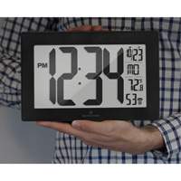 Self-Setting & Self-Adjusting Wall Clock with Stand, Digital, Battery Operated, Black OR493 | Nia-Chem Ltd.