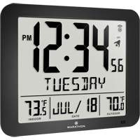 Slim Self-Setting Full Calendar Wall Clock, Digital, Battery Operated, Black OR495 | Nia-Chem Ltd.