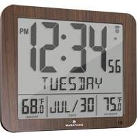 Slim Self-Setting Full Calendar Wall Clock, Digital, Battery Operated, Black OR496 | Nia-Chem Ltd.