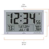 Horloge à réglage automatique à calendrier complet avec de très grands caractères, Numérique, À piles, Argent OR499 | Nia-Chem Ltd.