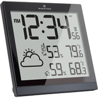 Self-Setting Weather Station and Clock, Digital, Battery Operated, Black OR504 | Nia-Chem Ltd.