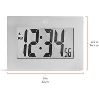 Large Frame Digital Wall Clock, Digital, Battery Operated, Silver OR505 | Nia-Chem Ltd.