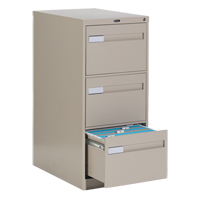 Vertical Filing Cabinet with Recessed Drawer Handles, 3 Drawers, 18.15" W x 26.56" D x 40" H, Beige OTE620 | Nia-Chem Ltd.