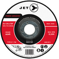 POWER ABRASIVE&reg; Grinding Wheel, 5" x 1/4", 7/8" Arbor, Type 27 Nia-Chem Ltd.