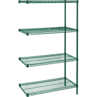 &eacute;tag&egrave;res robustes en treillis m&eacute;tallique au fini &eacute;poxy vert, Ensemble de Ajout, 4 Tablettes, 36" la x 63" h x 24" p Nia-Chem Ltd.