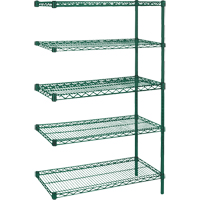 &eacute;tag&egrave;res robustes en treillis m&eacute;tallique au fini &eacute;poxy vert, Ensemble de Ajout, 5 Tablettes, 36" la x 74" h x 24" p Nia-Chem Ltd.