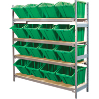 Wide Span Shelving with Jumbo Plastic Bins, Steel, Boltless, 800 lbs. Capacity, 66" W x 72" H x 18" D Nia-Chem Ltd.