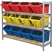 Wide Span Shelving with Jumbo Plastic Bins, Steel, Boltless, 800 lbs. Capacity, 66" W x 60" H x 18" D Nia-Chem Ltd.