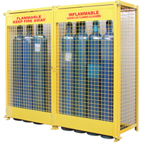 Gas Cylinder Cabinets, 20 Cylinder Capacity, 88" W x 30" D x 74" H, Yellow SAF848 | Nia-Chem Ltd.