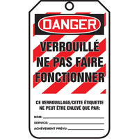 &eacute;tiquettes de verrouillage, Plastique, 3-3/8" la x 5-7/8" h, Français Nia-Chem Ltd.