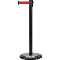 Free-Standing Crowd Control Barrier, Steel, 35" H, Red Tape, 12' Tape Length Nia-Chem Ltd.