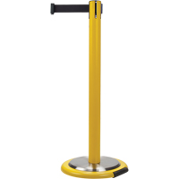 Free-Standing Crowd Control Barrier, Steel, 35" H, Black Tape, 7' Tape Length Nia-Chem Ltd.