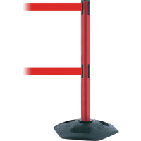Poteau robuste &agrave; ligne double, Plastique, 38" h, Ruban Rouge, Longueur du ruban 13' Nia-Chem Ltd.