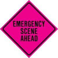 Enseigne enroulable de circulation  Emergency Scene Ahead , 36" x 36", Vinyle, Anglais Nia-Chem Ltd.