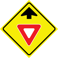 Enseigne enroulable de circulation  Yield Ahead , 36" x 36", Vinyle, Pictogramme Nia-Chem Ltd.