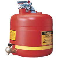 Bidon avec robinet s&eacute;curitaires pour laboratoires, Type I, Acier, 5 gal. US, Rouge, Homologu&eacute; FM Nia-Chem Ltd.