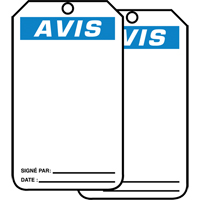 Safety Tags, Plastic, 3-1/8" W x 5-7/8" H, French Nia-Chem Ltd.