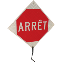 Panneau de circulation enroulable  Arr&ecirc;t , 24" x 24", Vinyle, Français Nia-Chem Ltd.