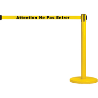 Free-Standing Crowd Control Barrier, Steel, 35" H, Yellow Tape, 7' Tape Length Nia-Chem Ltd.