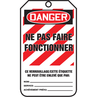 &eacute;tiquettes de verrouillage, Plastique, 3-3/8" la x 5-5/8" h, Français Nia-Chem Ltd.