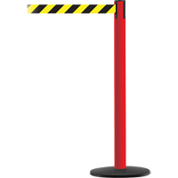 Montant pour syst&egrave;me Advance TensaBarrier, Acier, 36" h, Ruban Noir/Jaune, Longueur du ruban 7,5' Nia-Chem Ltd.