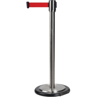 Free-Standing Crowd Control Barrier, Steel, 35" H, Red Tape, 12' Tape Length Nia-Chem Ltd.