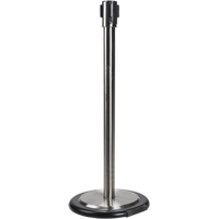 Free-Standing Crowd Control Barrier Receiver Post With Wheels, 35" High, Stainless Nia-Chem Ltd.