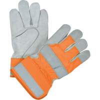 Gants d'ajusteur haute visibilit&eacute; de premi&egrave;re qualit&eacute;, Grand, Paume en Cuir de vache refendu, Doublure en Coton Nia-Chem Ltd.