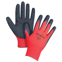 Gants enduits &agrave; prise cr&ecirc;p&eacute;e noir & rouge, 9/Grand, R&ecirc;vetement Latex de caoutchouc, Calibre 13, Enveloppe en Polyester Nia-Chem Ltd.