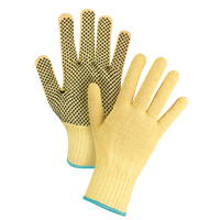 Gants tricot&eacute;s sans couture &agrave; pois, Taille T-Grand/10, Calibre 7, Rev&ecirc;tement PVC, Enveloppe en Kevlar, ASTM ANSI niveau A2/EN 388 niveau 3 Nia-Chem Ltd.