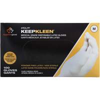 Gants jetables de calibre examen m&eacute;dical KeepKleen, Grand, Latex, 5 mils, Sans poudre, Blanc, Classe 2 Nia-Chem Ltd.