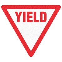 Panneau de signalisation au sol  Yield , Adh&eacute;sif, Anglais avec pictogramme Nia-Chem Ltd.
