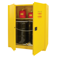 Vertical Drum Storage Cabinet, 110 US gal. Cap., 2 Drums, Yellow SGC540 | Nia-Chem Ltd.