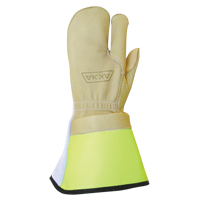 Lineman's 3-Finger Gloves, Medium, Grain Cowhide Palm Nia-Chem Ltd.