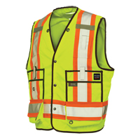 Veste de s&eacute;curit&eacute; pour arpenteur, Jaune lime haute visibilit&eacute;, T-Grand, Polyester Nia-Chem Ltd.